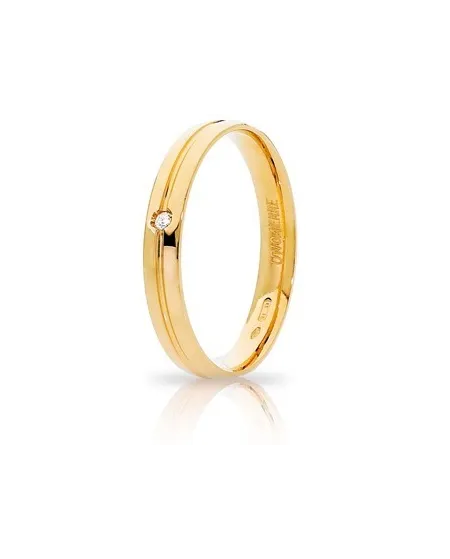 Fede Nuziale Unoaerre Lyra in Oro Giallo con Diamante
