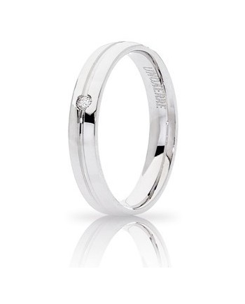 Fede Nuziale Unoaerre Lyra in Oro Bianco con Diamante