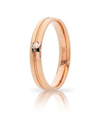 Fede Nuziale Unoaerre Lyra in Oro Rosa con Diamante
