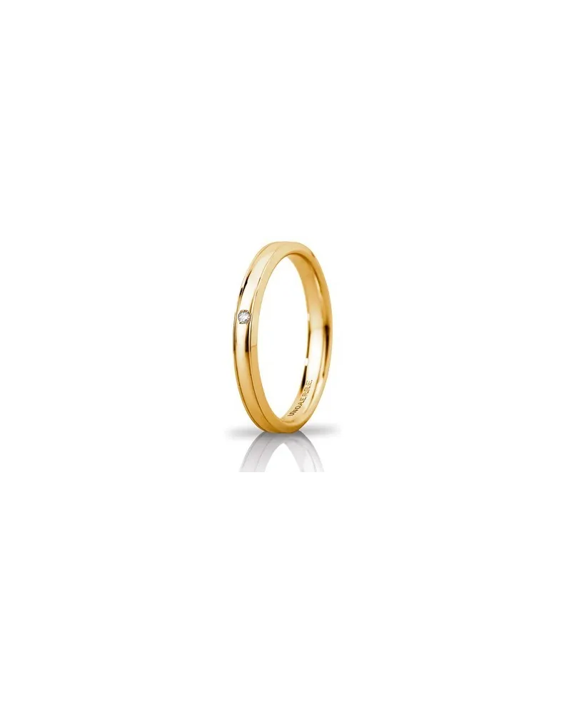 Fede Nuziale Unoaerre Orion "Slim" in Oro Giallo 3 mm con Diamante Fede Nuziale Unoaerre Orion "Slim" in Oro Giallo 3 mm con Diamante