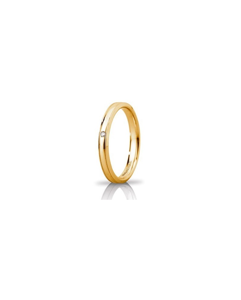 Unoaerre Orion "Slim" Wedding Ring in Yellow Gold 3 mm with Diamond