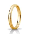 Fede Nuziale Unoaerre Orion "Slim" in Oro Giallo 3 mm con Diamante