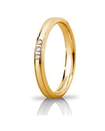 Alliance Unoaerre Orion « Slim » en or jaune 3 mm avec 3 diamants