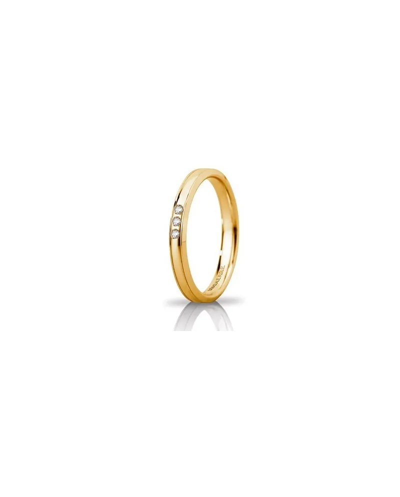 Alliance Unoaerre Orion «&nbsp;Slim&nbsp;» en or jaune 3&nbsp;mm avec 3&nbsp;diamants