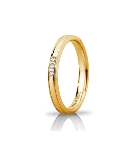 Alliance Unoaerre Orion «&nbsp;Slim&nbsp;» en or jaune 3&nbsp;mm avec 3&nbsp;diamants