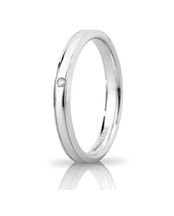 Alliance Unoaerre Orion « Slim » en or blanc 3 mm avec diamants