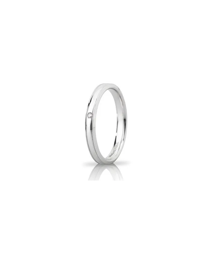 Unoaerre Orion "Slim" Wedding Ring in 3 mm White Gold with Diamond