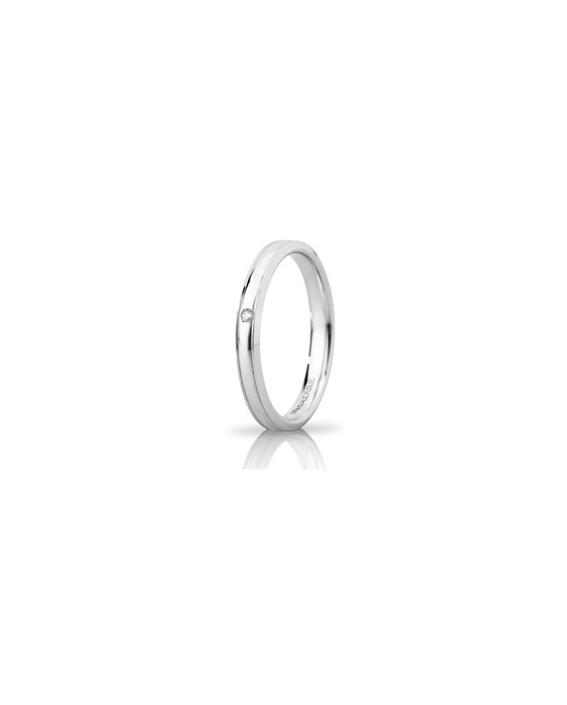 Unoaerre Orion "Slim" Wedding Ring in 3 mm White Gold with Diamond