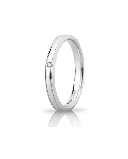 Unoaerre Orion "Slim" Wedding Ring in 3 mm White Gold with Diamond