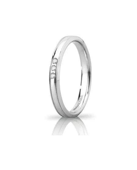 Alliance Unoaerre Orion « Slim » en or blanc 3 mm avec 3 diamants