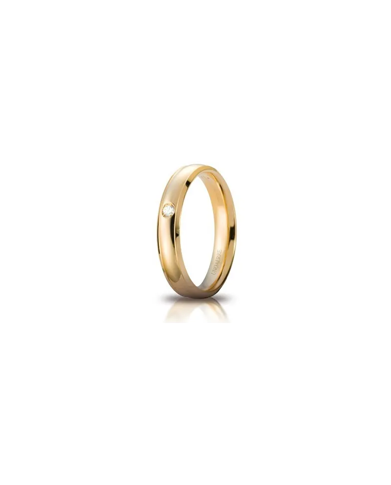 Fede Nuziale Unoaerre Orion in Oro Giallo 4 mm con Diamante