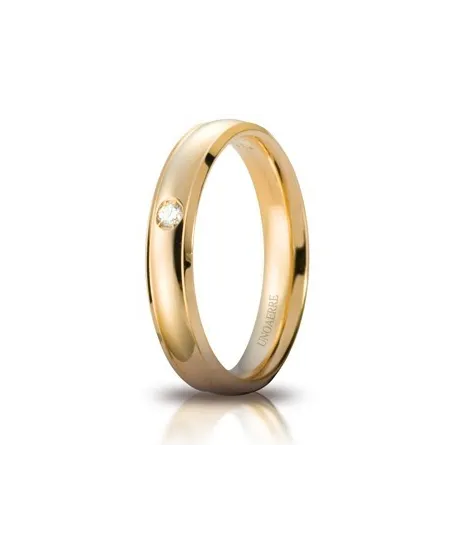 Fede Nuziale Unoaerre Orion in Oro Giallo 4 mm con Diamante