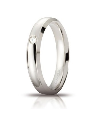 Unoaerre Orion Wedding Ring in White Gold 4 mm with Diamond