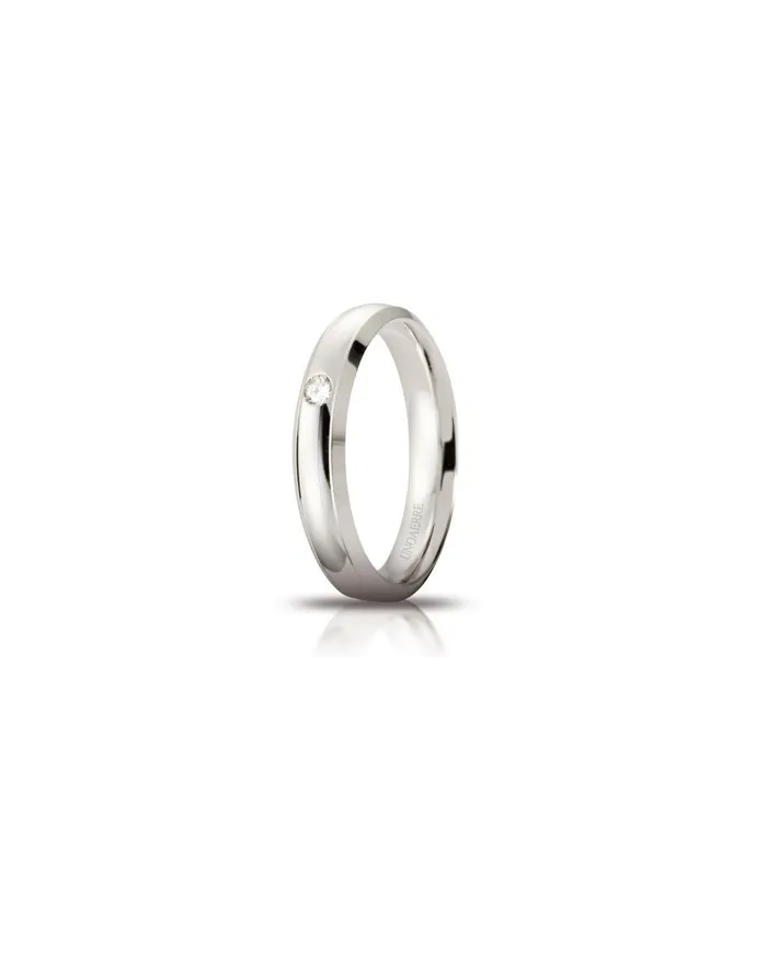 Unoaerre Orion Wedding Ring in White Gold 4 mm with Diamond