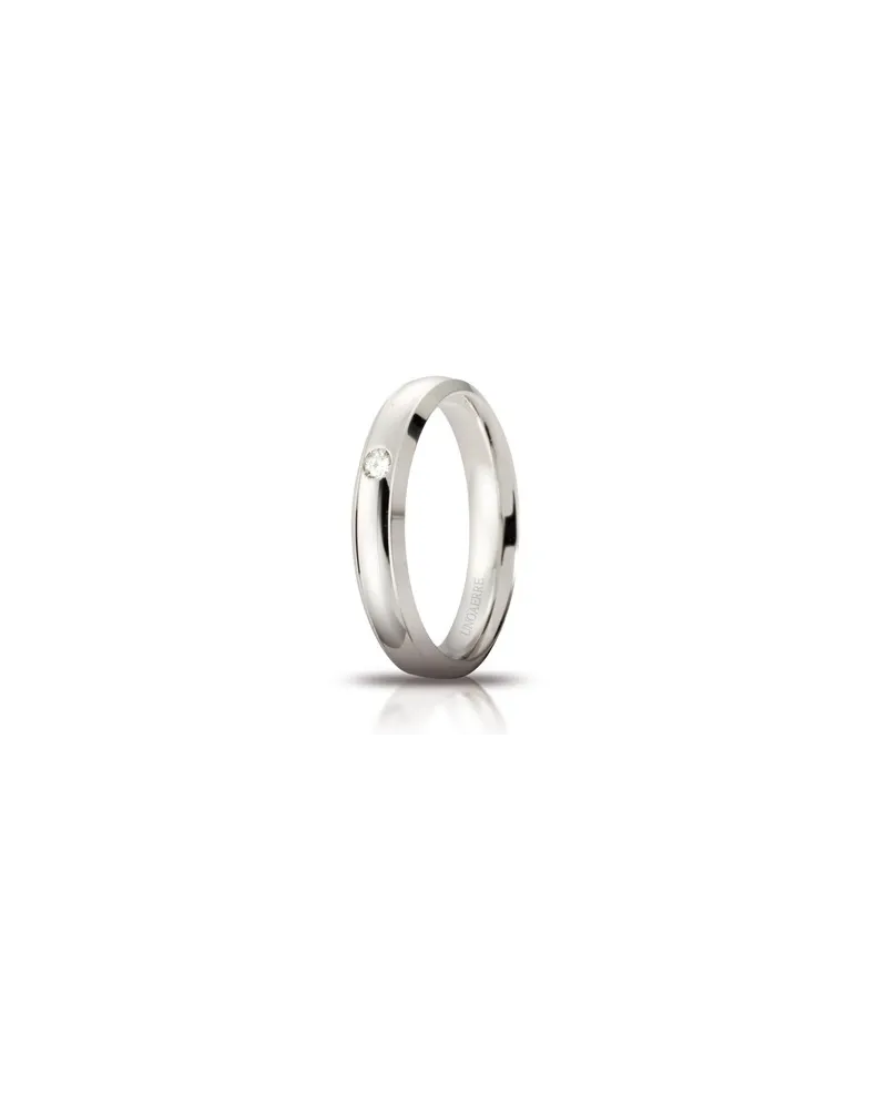 Fede Nuziale Unoaerre Orion in Oro Bianco 4 mm con Diamante