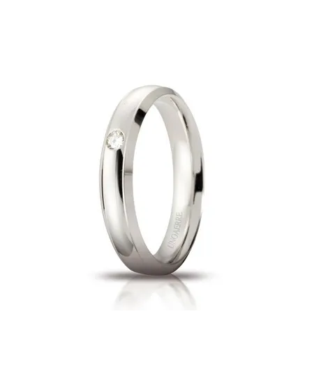 Unoaerre Orion Wedding Ring in White Gold 4 mm with Diamond