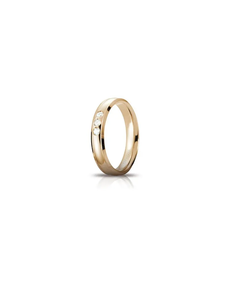 Fede Nuziale Unoaerre Orion in Oro Giallo 4 mm con 3 Diamanti