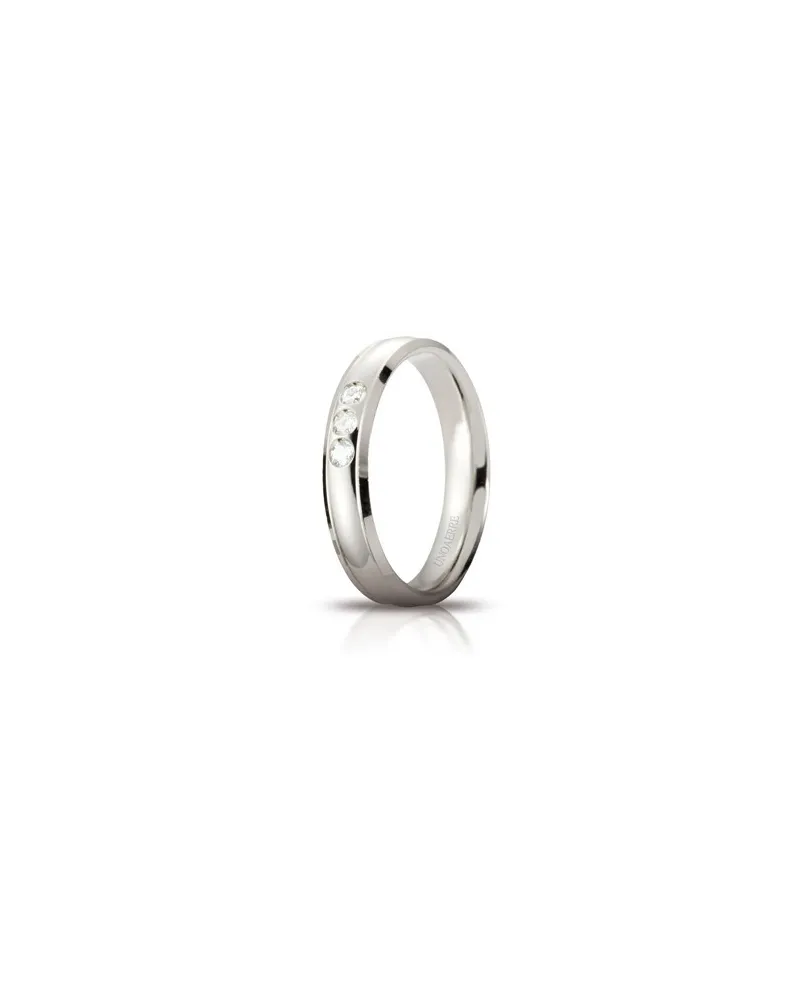 Unoaerre Orion Wedding Ring in White Gold 4 mm with 3 Diamonds