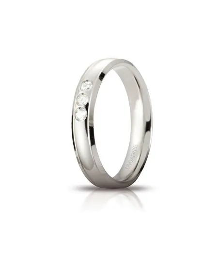 Alliance Unoaerre Orion en or blanc 4 mm avec 3 diamants