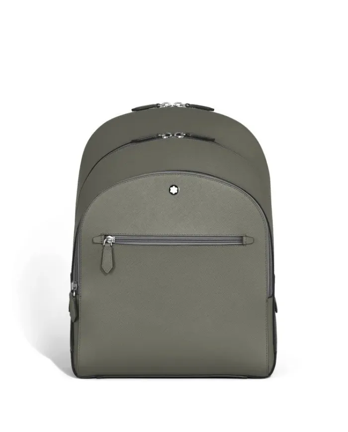 Zaino Medio Montblanc Sartorial 3 Scomparti in Pelle Grigia