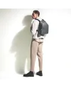 Zaino Medio Montblanc Sartorial 3 Scomparti in Pelle Grigia