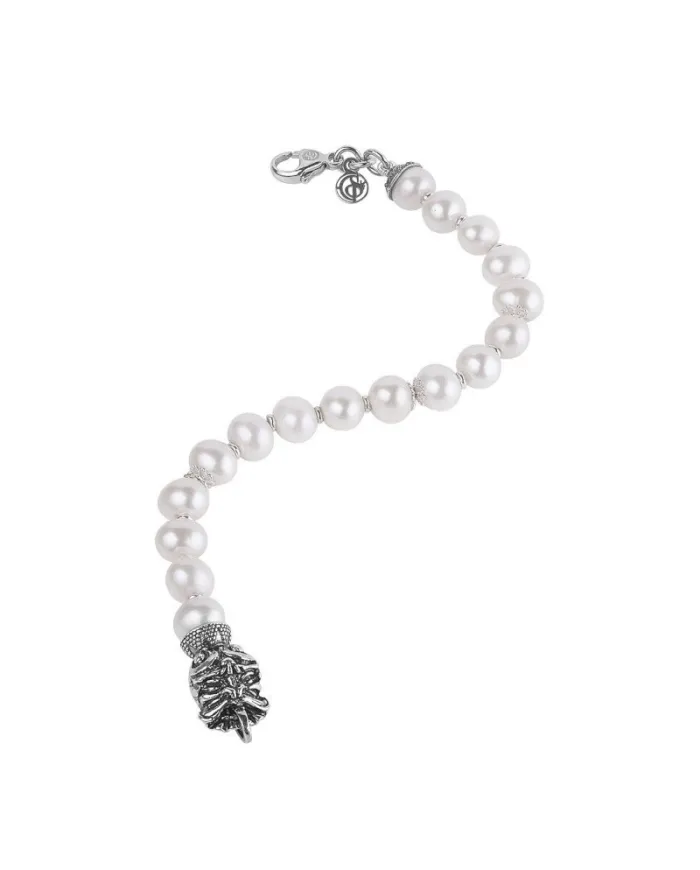 Bracelet Gerardo Sacco en argent avec perles et masque