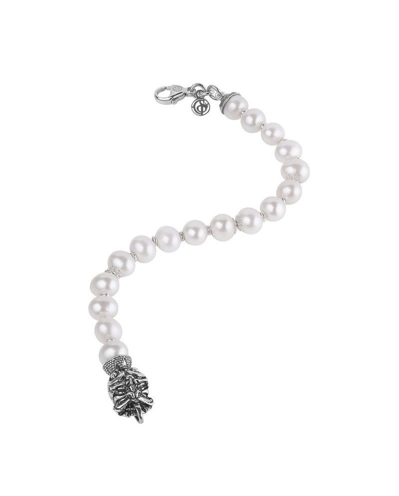 Bracciale Gerardo Sacco in Argento con Perle e Maschera