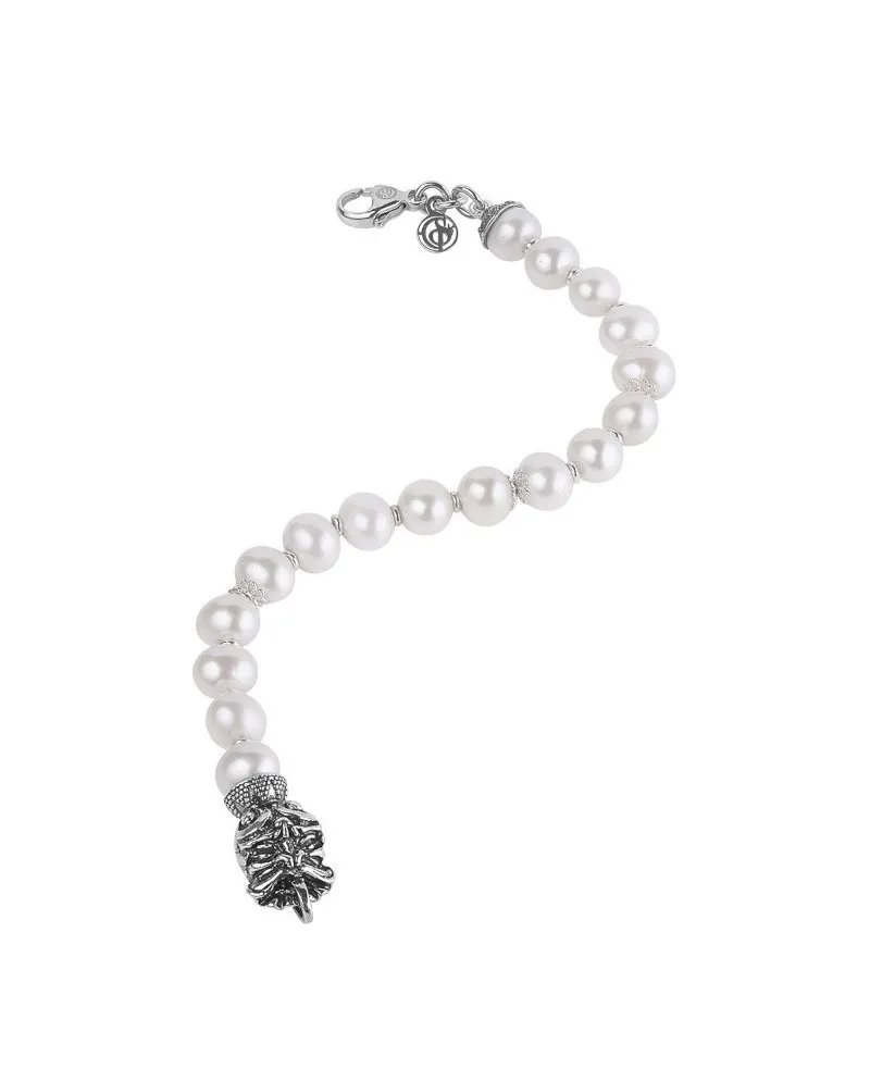 Gerardo Sacco Bracelet in Silver with Pearls and Mask