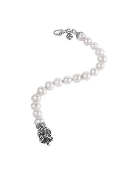 Gerardo Sacco Bracelet in Silver with Pearls and Mask