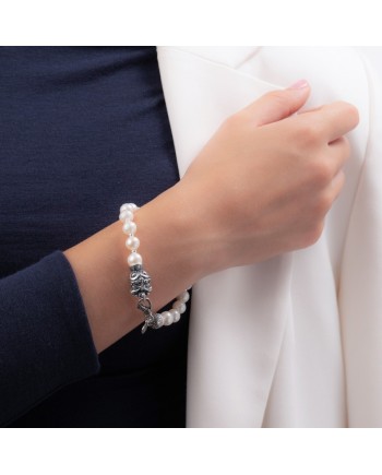 Bracelet Gerardo Sacco en argent avec perles et masque