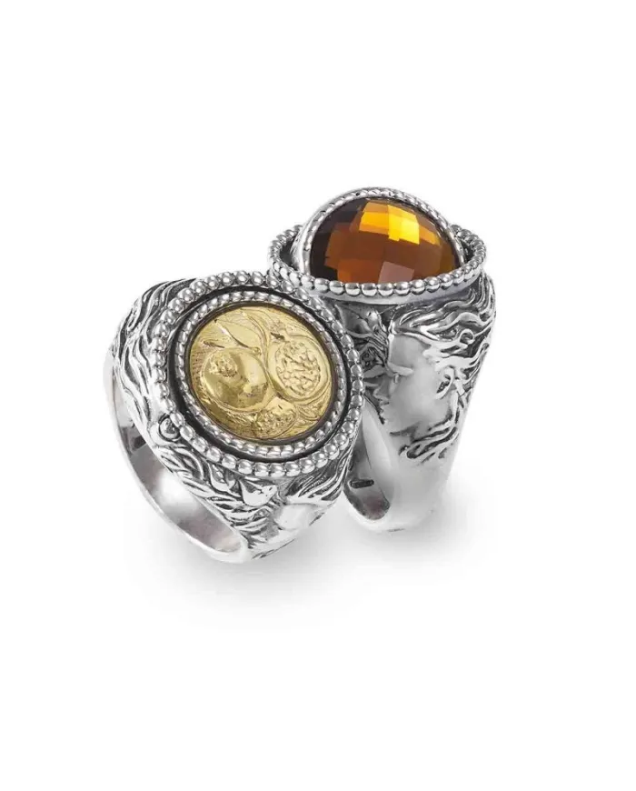 Anello Reverse Gerardo Sacco Novembre Autunno in Argento con Cristallo Ambra