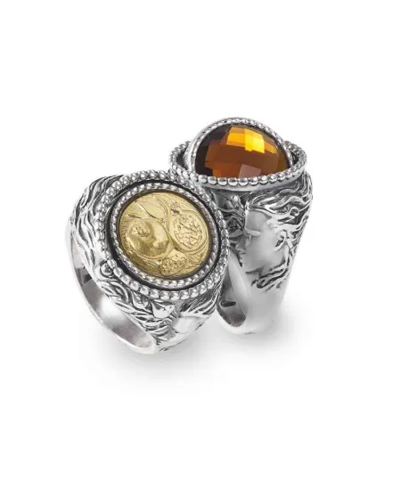 Bague inversée Gerardo Sacco November Autumn en argent avec cristal ambré