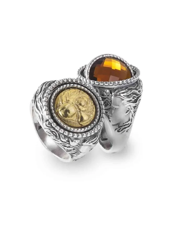 Gerardo Sacco October Autumn Reverse Ring in Silver with Amber Crystal