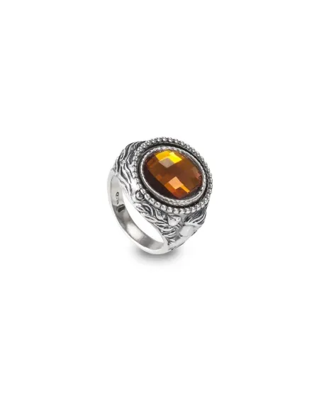 Anello Reverse Gerardo Sacco Ottobre Autunno in Argento con Cristallo Ambra