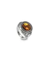 Anello Reverse Gerardo Sacco Ottobre Autunno in Argento con Cristallo Ambra