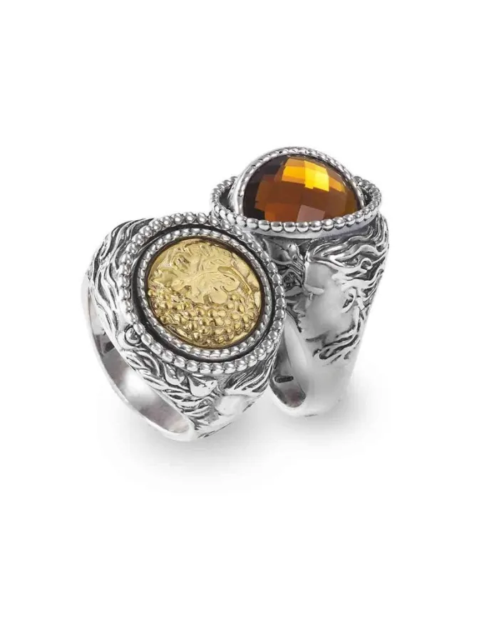 Bague inversée Gerardo Sacco September Autumn en argent avec cristal ambré