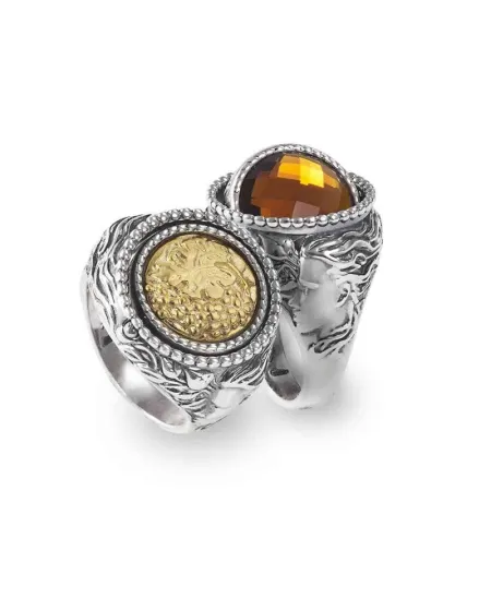 Gerardo Sacco September Autumn Reverse Ring in Silver with Amber Crystal