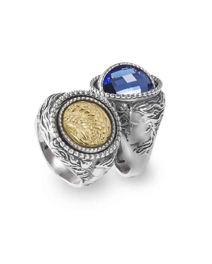 Gerardo Sacco June Summer Reverse Ring in Silver with Crystal