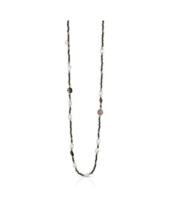 Collier Coscia Le Lune Glamour en argent avec perles, hématite rose et quartz