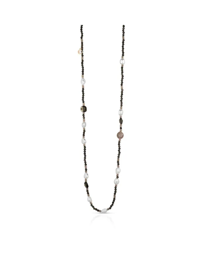 Coscia Le Lune Glamor silver necklace with pearls, pink hematite and quartz