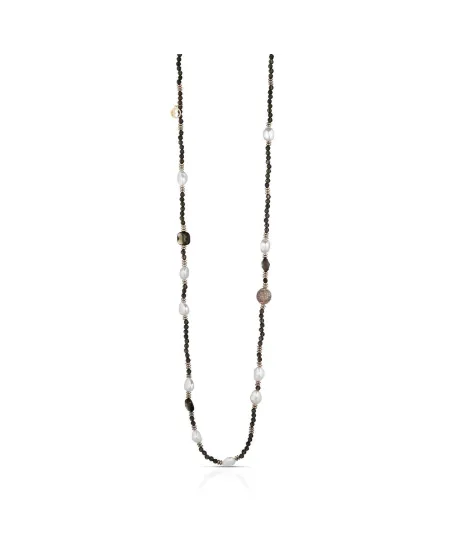 Collier Coscia Le Lune Glamour en argent avec perles, hématite rose et quartz