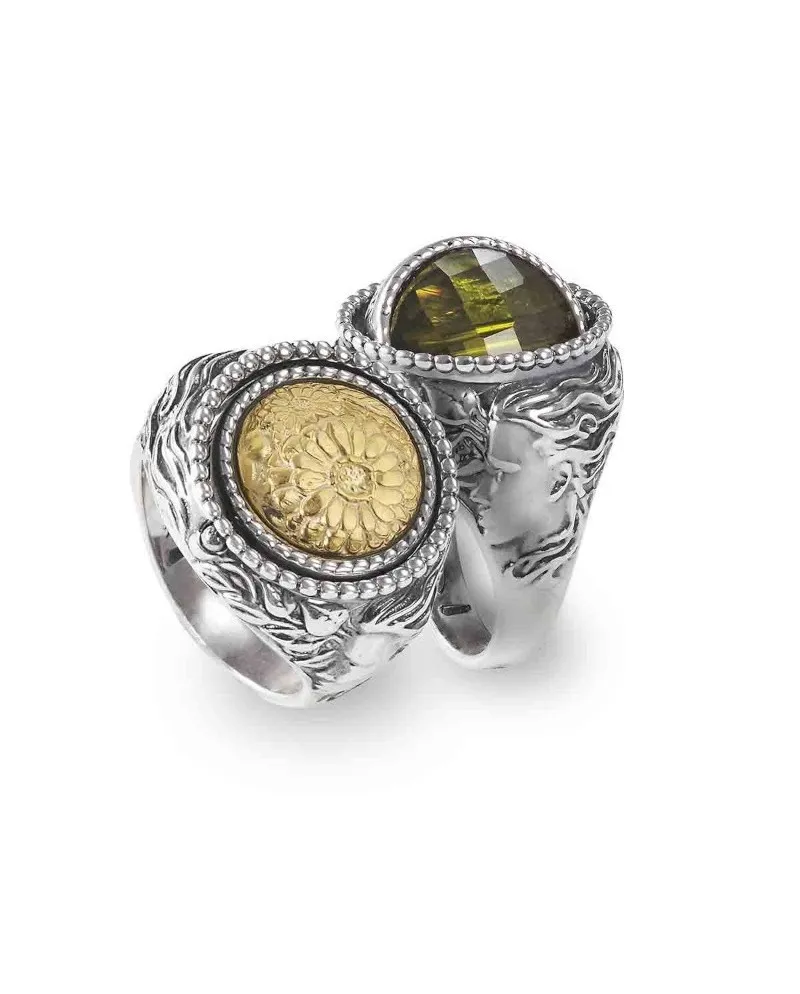Anello Reverse Gerardo Sacco Aprile Primavera in Argento con Cristallo Verde
