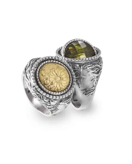 Anello Reverse Gerardo Sacco Aprile Primavera in Argento con Cristallo Verde