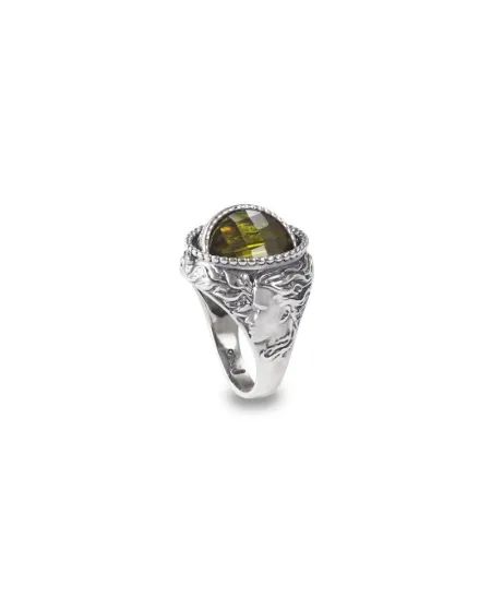 Anello Reverse Gerardo Sacco Aprile Primavera in Argento con Cristallo Verde