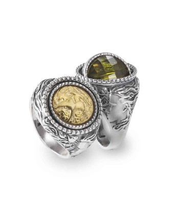 Gerardo Sacco Marzo Primavera Reverse Ring in Silver with Green Crystal