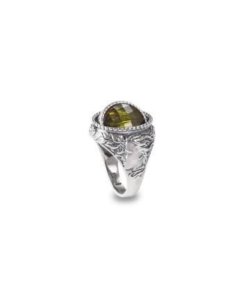 Anello Reverse Gerardo Sacco Marzo Primavera in Argento con Cristallo Verde