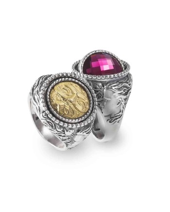 Anello Reverse Gerardo Sacco Febbraio Inverno in Argento con Cristallo Rosso