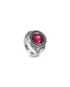 Anello Reverse Gerardo Sacco Febbraio Inverno in Argento con Cristallo Rosso