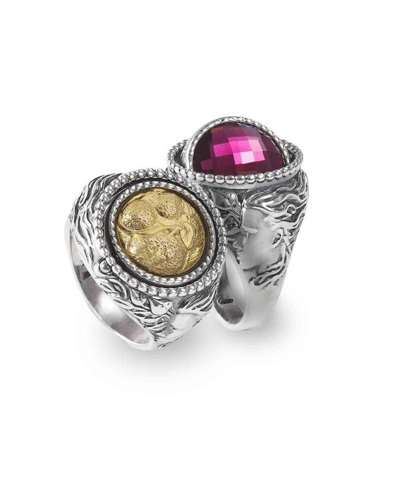 Anello Reverse Gerardo Sacco Gennaio Inverno in Argento con Cristallo Rosso