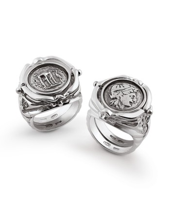 Gerardo Sacco Silver Ring with Rotating Coin